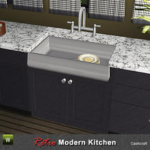 Sims 3 — Retro Kitchen Farmhouse Sink by Cashcraft — A large farmhouse kitchen counter sink with retro fixtures and