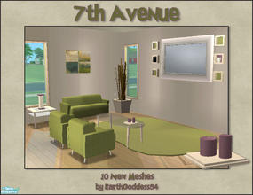 Sims 2 — 7th Avenue Living by EarthGoddess54 — This living room set has 10 new meshes and includes: collection file,