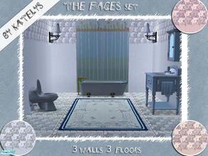 Sims 2 — The Faces set by katelys — A set of three walls and floors. The theme is by M.C.Escher. Hope you enjoy them!