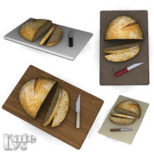 Sims 3 — Rustic Dining Sliced Bread by katelys — Decorative sliced bread with a knife.