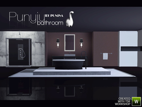 Sims 3 — PUNYIU Bathroom by Punisa — Luxury bathroom that includes following items: shower, tub, sink, two endtables, two