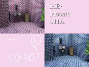 Sims 3 — MB-Mosaic911A by matomibotaki — Mosaic pattern in white and light blue, 2 channel , to find under Tile/Mosaic.