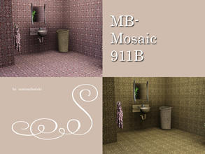 Sims 3 — MB-Mosaic911B by matomibotaki — Mosaic pattern in white, dark purple and pink, 3 channel , to find under