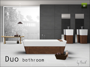 Sims 3 — Duo Bathroom by Gosik — Luxary bathroom set that includes: bathtub, shower, shower curtain, toilet and bidet,