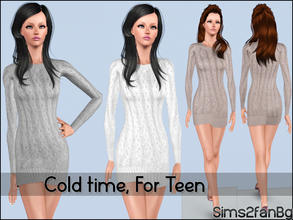 Sims 3 — Cold time - For Teen by sims2fanbg — .:Cold time:. Dress for Teen in 3 recolors,Recolorable,Launcher Thumbnail.