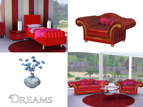 Sims 3 — Single Bedroom Dreams by ShinoKCR — Set includes Single Bed, Sidetable, Blanket Girls, Blanket Boys, Armchair,