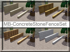 Sims 3 — MB-ConcreteStoneFenceSet by matomibotaki — A set of 3 stone fences, full recolorable, by matimibotaki.