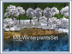 Sims 3 — MB-WinterplantsSet by matomibotaki — 5 snowy winter plants to decorate your sims gardens in winter style, each