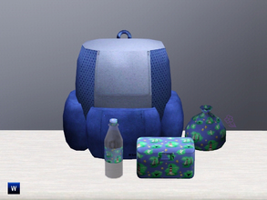 Sims 3 — Going to School by Flovv — A set of four necessary clutter objects and a pattern. A school bag, a bottle drink,