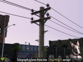 Sims 3 — Downtown Telegraph Poles set by Cyclonesue — Wooden pylon with add-ons including end-terminal junction for the