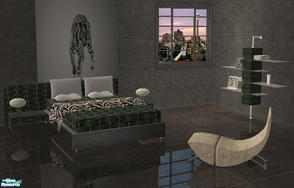 Sims 2 — Modern Darkness by Harmonia — mesh: http://www.4eversimfantasy.net/bedroom15.htm