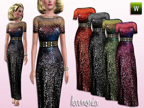 Sims 3 — Christmas Party ~ Sequinned Maxi Dress by Harmonia — New Year's Collection