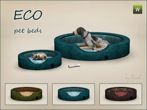Sims 3 — Eco pet beds  by Gosik — This set contains two pet beds - small and large one. Both beds come in three premade