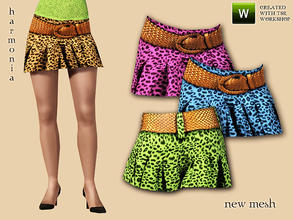 Sims 3 — Leopard Print Mini Skirt With Belt by Harmonia — 3 recolorable included