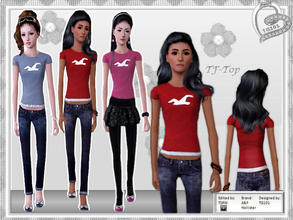 Sims 3 — TG101_TF Holli LGB Top 016 by trunksgirl101 — Teen female Hollister Logo Top 3 Recolorable Parts.