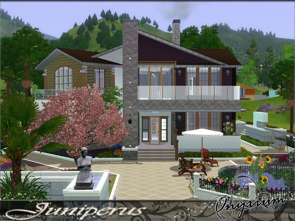 Sims 3 — Juniperus by Onyxium — Onyxium@TSR I hope you like it. - Consists of three bedrooms and four bathrooms.