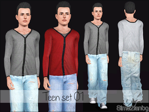 Sims 3 — Teen Set 01 by sims2fanbg — .:Teen 01:. Items in this Set: Top for Teen in 3 recolors,Recolorable,Launcher