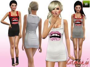 Sims 3 — Sequin Lips Graphic Tunic Dress by Harmonia — 