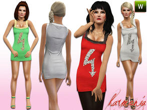 Sims 3 — Sequin Arrow Graphic Tunic Dress by Harmonia — 