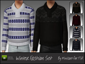 Sims 3 — Winter Fashion by minicart — Two sets of jumpers/sweaters for everyday for your young adult/adult male Sims.