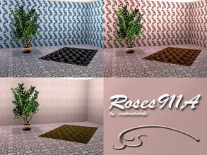 Sims 3 — Roses911A by matomibotaki — Floral pattern in light blue and black, 2 channels, to find under Theme.