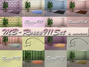 Sims 3 — MB-Roses911Set by matomibotaki — 4 different floral pattern with 2 or 3 recolorable areas, by matomibotaki.