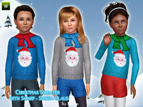 Sims 3 — Christmas Sweater with Scarf ~ Santa Claus by lillka — Christmas Sweater for girls and boys - Santa Claus 3
