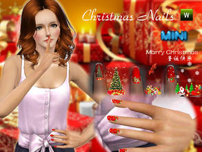 Sims 3 — Christmas Nails by MINISZ — recolorable; 3 patterns Hope you like. MERRY CHRISTMAS:)