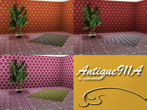 Sims 3 — Antique911A by matomibotaki — Vintage pattern in purple and beige, 2 channels, to find under Theme.