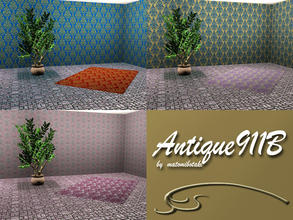 Sims 3 — Antique911B by matomibotaki — Vintage pattern in blue and beige, 2 channels, to find under Theme.