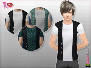 Sims 3 — Cleo ~ T-shirt with sleeveless Jacket by Cleotopia — Please do not redistrubate