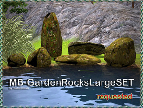 Sims 3 — MB-GardenRocksLargeSET by matomibotaki — A requested set of 6 different sizes of mossy large garden rocks , by