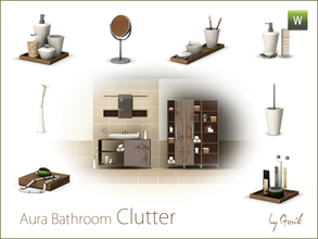 Sims 3 — Aura bathroom clutter by Gosik — Large set that includes two plants and a lot of clutter. All objects come in
