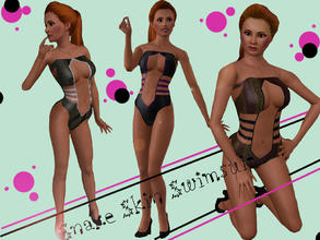 Sims 3 — Snake Skin Swimsuit by peachycornbeef2 — swim suit comes in 3 different colors. if you don't like the material