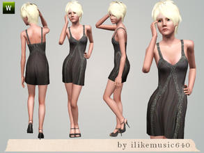 Sims 3 — Gray Glitter Dress by ILikeMusic640 — sparkly gray dress