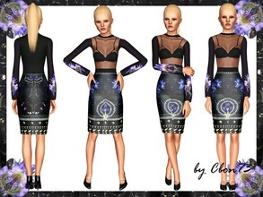 Sims 3 — Scarf Printed Transparent Top  by Cbon73 — Female Adult and Young-Adult. Everyday and Formal Wear. Partially