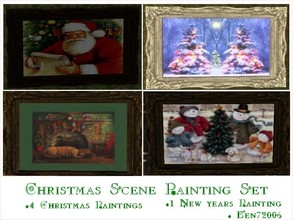 Sims 3 — Christmas Scene Painting Set by Ben72006 — There are 4 Christmas Paintings. One bonus painting added. Each one