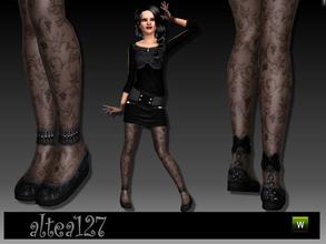 Sims 3 — Dark flat Susy by altea127 — Low shoes with bow back