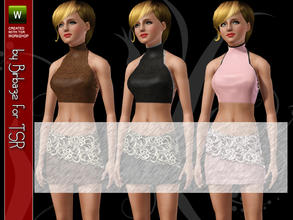 Sims 3 — Leather and lace - top by Birba32 — A particular combination of leather and lace