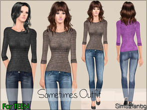 Sims 3 — Sometimes - Outfit - For TEEN by sims2fanbg — .:Sometimes For TEEN:. Outfit with jeans and top in 3