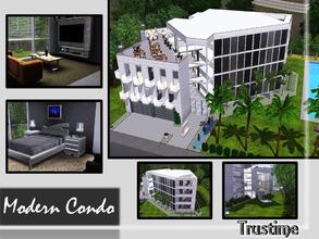 Sims 3 — Modern Condo by Trustime — This modern apartment has 1 bedroom, 1.5 bathrooms, a TV room, a dinning room, a
