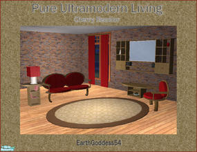 Sims 2 — Pure Ultramodern - Cherry by EarthGoddess54 — A long awaited recolor of this living room set! Set includes: