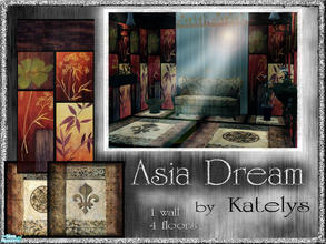 Sims 2 — Asia Dream set by katelys — Set of 4 oriental floors and one matching wall. Floors 1481b4e1 and 1481b49b are