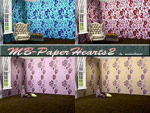 Sims 3 — MB-PaperHearts2 by matomibotaki — MB-PaperHearts2, 2 wallpapers with 2 recolorable areas, by matomibotaki.