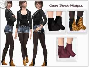 Sims 3 — ~Color Block Wedges boots~ by Icia23 — New boots for your A/YA females!! I really love boots xD Hand painted 3