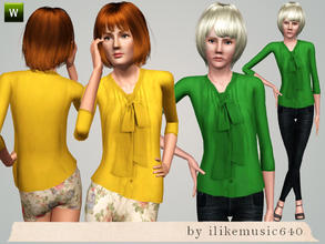 Sims 3 — Front Tie Shirt AF by ILikeMusic640 — recolorbale, top only