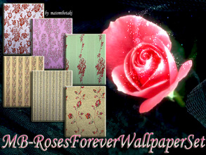 Sims 3 — MB-RosesForeverWallpaperSet by matomibotaki — MB-RosesForeverWallpaperSet, a set with 6 different vintage roses
