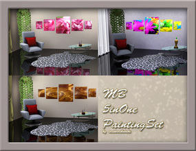 Sims 3 — MB-5inOnePaintingSet by matomibotaki — MB-5inOnePaitingSet, 3 different flower paintings, 4x1, with 5 paintings