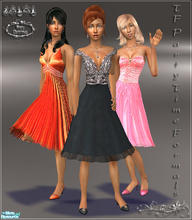 Sims 2 — TF Party Time Formals by Tantra — A set of three formal dresses and jewelry for teen girls.