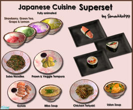 Sims 2 — Japanese Cuisine Superset by Simaddict99 — Includes all my Japanese meals from sushi to kakigori